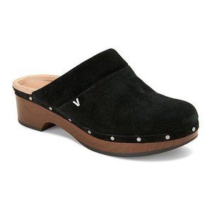 New Vionic Black Suede Day Kacie Clogs Mule NIB